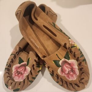 Naughty Monkey Moccasins with Pink Floral Design